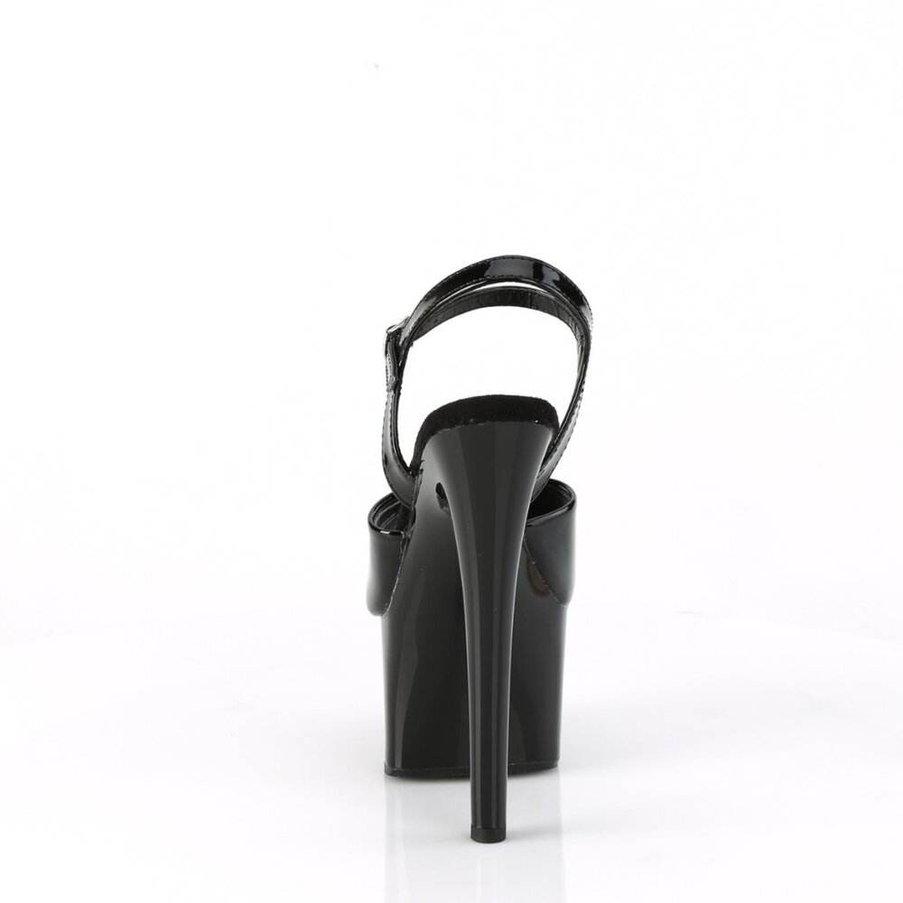 Pleaser Passion 709 7" Heel, 2 3/4" Black Patent Platform Ankle Strap Sandal - Picture 4 of 4